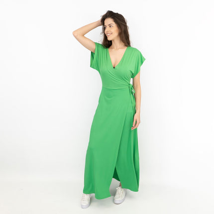 Coast Green Short Sleeve Cross Wrap Long Maxi Dresses-Quality Brands Outlet-