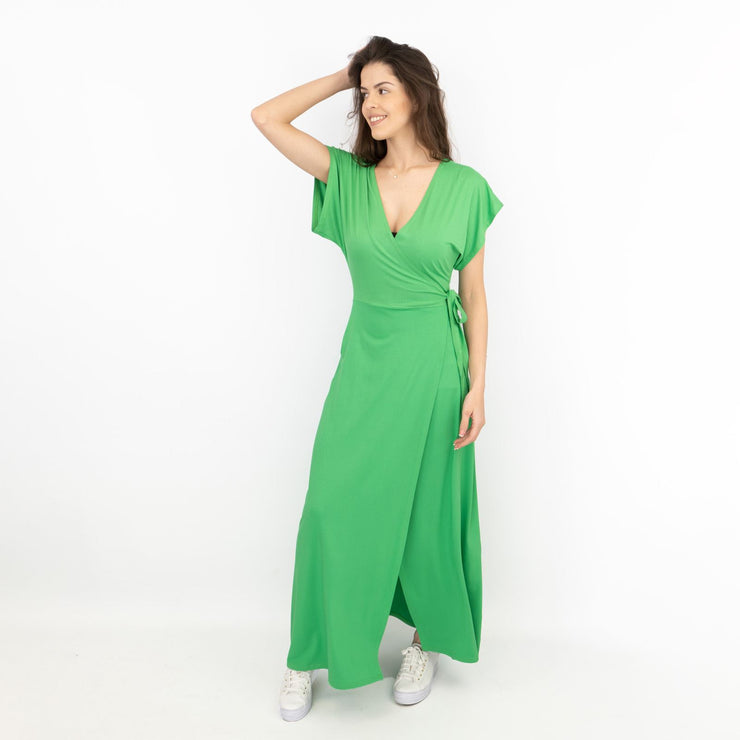 Coast Green Short Sleeve Cross Wrap Long Maxi Dresses