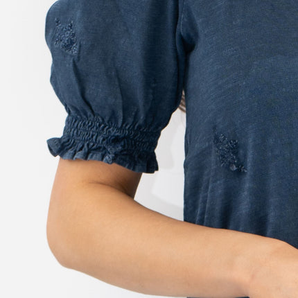 White Stuff Penelope Blue Denim Embroidered Top-Quality Brands Outlet-