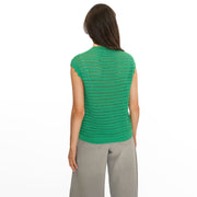 M&S Green Cotton Rich Striped Crochet Top - Quality Brands Outlet