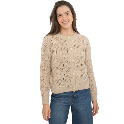 M&S Pointelle Knitted Cappuccino Cardigan - Quality Brands Outlet