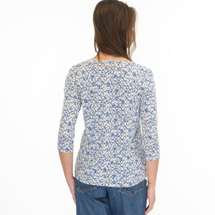 Seasalt Appletree 3/4 Sleeve Top Print Scoop Neck Relaxed Bamboo - Quality Brands Outlet