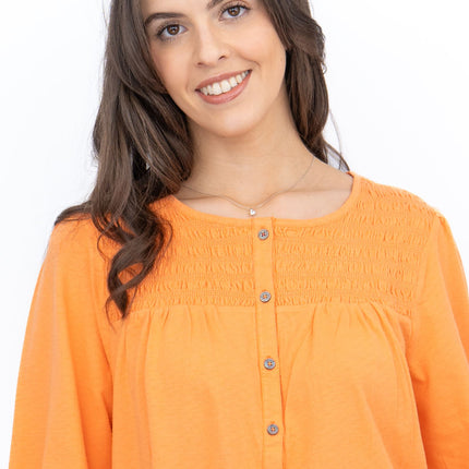 White Stuff Daniella Shirred 3/4 Sleeve Top-Quality Brands Outlet-