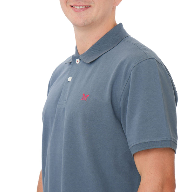 Crew Clothing Polo Shirt Classic Pique Cotton Charcoal Greyish Blue - Quality Brands Outlet