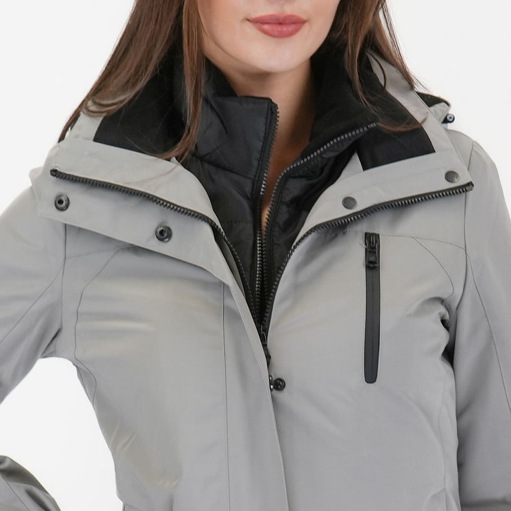 3-in-1 Waterproof Ski Jacket Grey with Detachable Insert