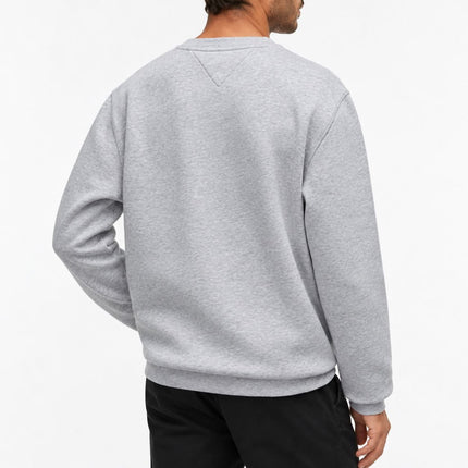 Mens Sweatshirts Badge Fleece Crew Neck Long Sleeve Tops - Grey-Quality Brands Outlet-