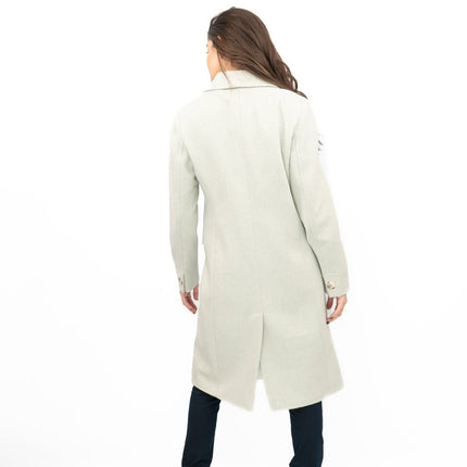 Phase Eight Revere Coat Wool Blend Double Breasted Knee Length Light Green - Quality Brands Outlet