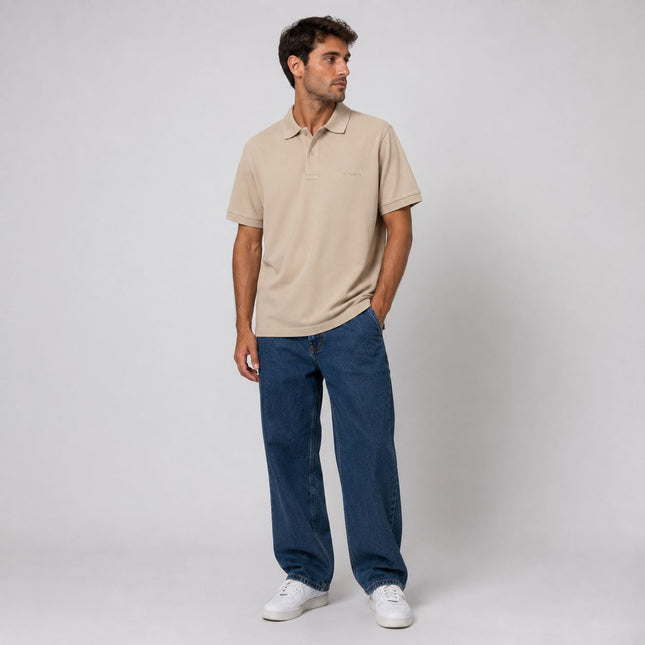 Mens Summer Tops Short Sleeve Beige Polo Shirts Premium Brand