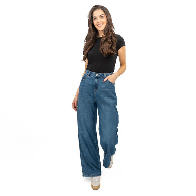 M&S Slouchy Wide Leg Jeans Medium Indigo Denim-Quality Brands Outlet-