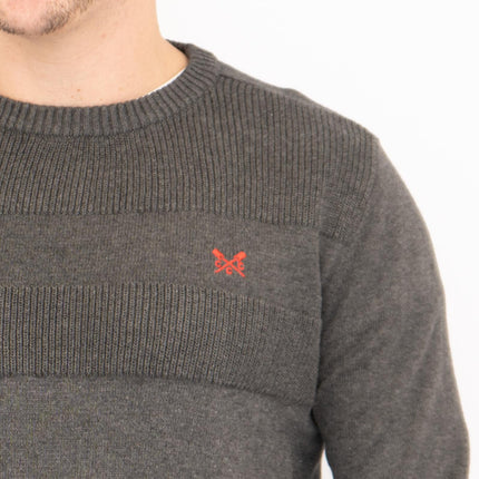 Crew Clothing Mens Rib Knitted Jumper Long Sleeve Dark Grey-Quality Brands Outlet-
