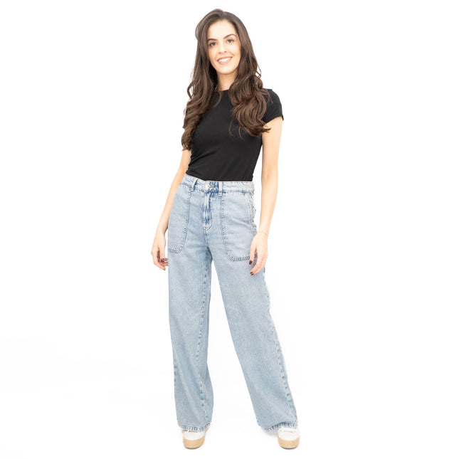 M&S Womens Wide Leg Carpenter Blue Jeans-Quality Brands Outlet-