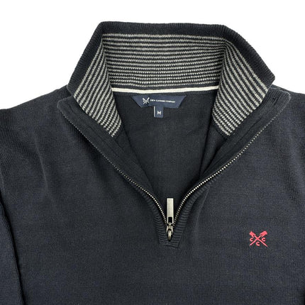 Crew Clothing Half Zip Knitted Jumper Long Sleeve Navy
