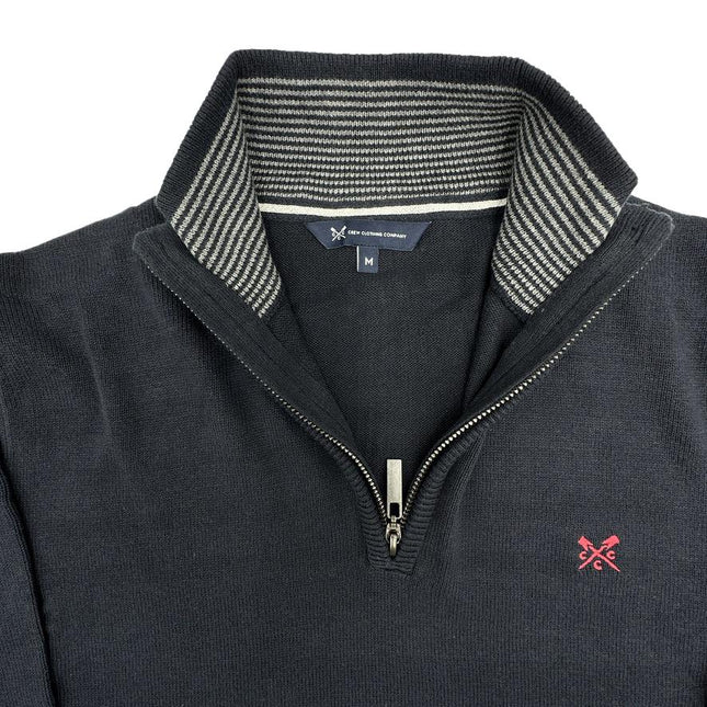 Crew Clothing Half Zip Knitted Jumper Long Sleeve Navy