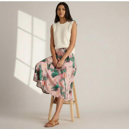 White Stuff Purple Floral Longer Length Midi Skirt-Quality Brands Outlet-