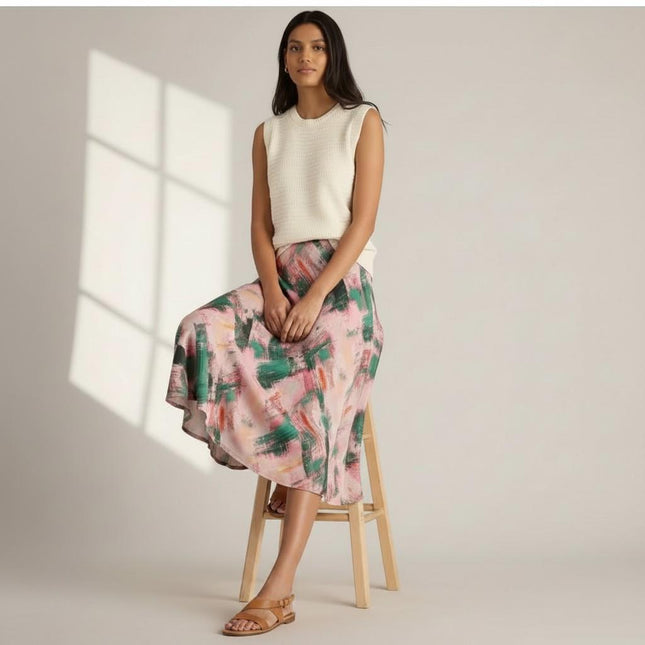 White Stuff Purple Floral Longer Length Midi Skirt - Quality Brands Outlet
