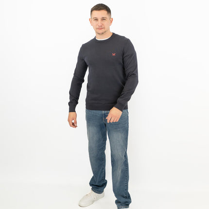 Crew Clothing Mens Knitted Jumper Long Sleeve Navy-Quality Brands Outlet-