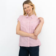 Crew Clothing Womens Pink Striped Embroidered Shirt