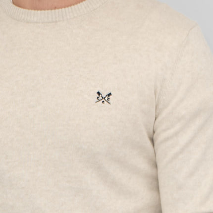 Crew Clothing Mens Knitted Jumper Long Sleeve Beige-Quality Brands Outlet-