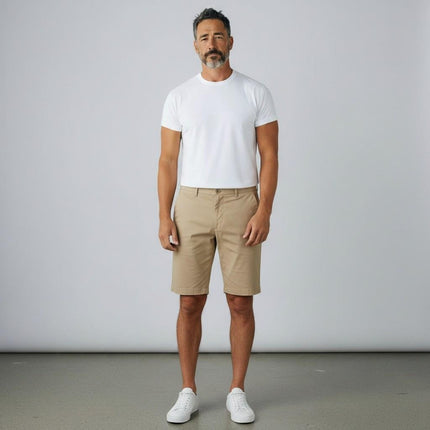 M&S Autograph Sand Beige Lightweight Chino Shorts Regular Fit Summer - Quality Brands Outlet