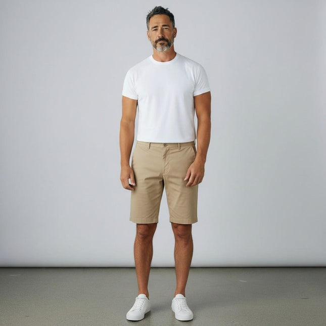 M&S Autograph Sand Beige Lightweight Chino Shorts Regular Fit Summer - Quality Brands Outlet