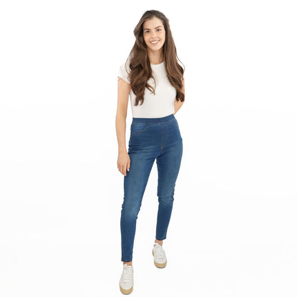M&S Blue Jegging High Waist Ankle Grazer Skinny Leg Jeans-Quality Brands Outlet-