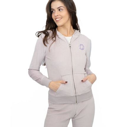 Lipsy London Lilac Velour Full Zip Hoodies-Quality Brands Outlet-