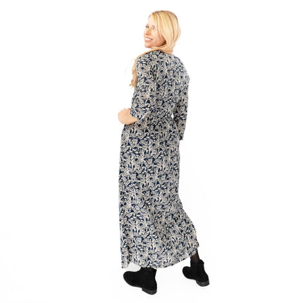 Seasalt Navy Floral Feather Slate Midi Dress-Quality Brands Outlet-