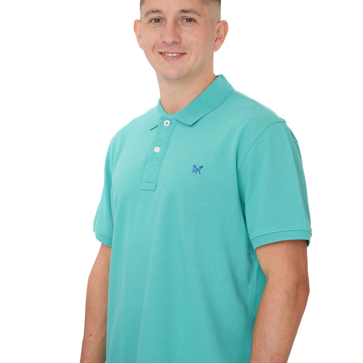 Crew Clothing Polo Shirt Classic Pique Cotton Aqua Green - Quality Brands Outlet
