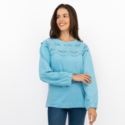 Joules Blue Jumper Sweatshirt Brinley Bees Embroidery