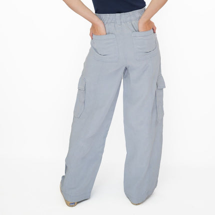 M&S Lyocell Cargo Trousers Blue-Quality Brands Outlet-