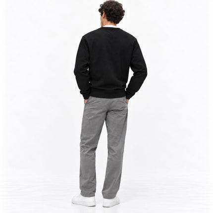 Mens Sweatshirts Classic Logo Print Long Sleeve Tops - Black-Quality Brands Outlet-