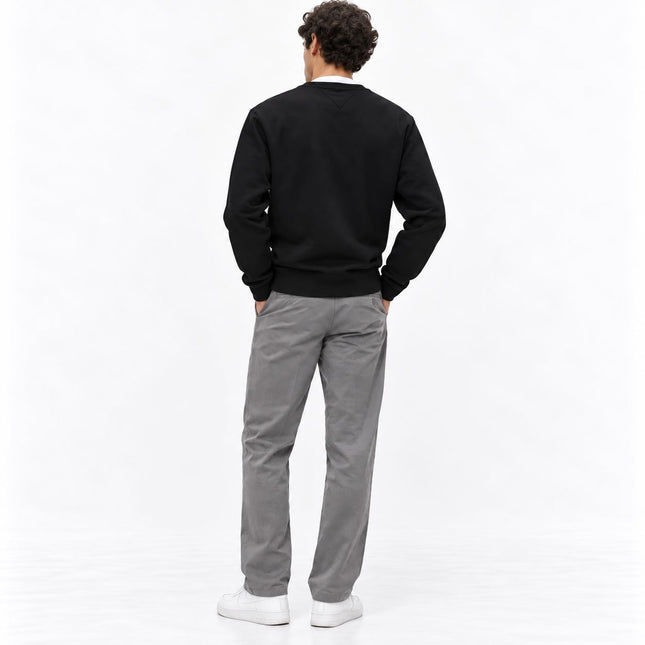 Mens Sweatshirts Classic Logo Print Long Sleeve Tops - Black-Quality Brands Outlet-