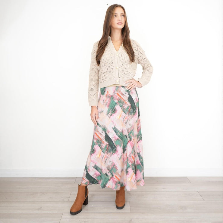 White Stuff Purple Floral Longer Length Midi Skirt - Quality Brands Outlet
