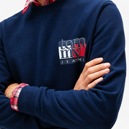 Mens Sweatshirts Classic Logo Print Long Sleeve Tops - Dark Navy-Quality Brands Outlet-