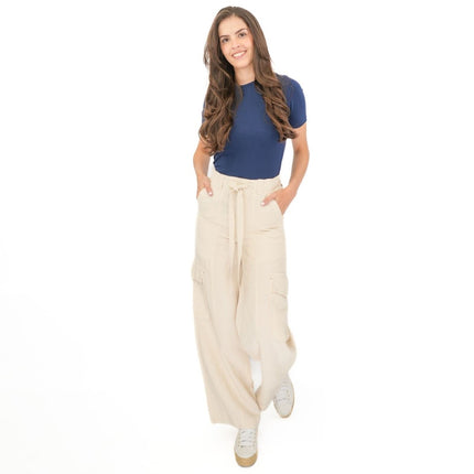 M&S Lyocell Cargo Trousers Cream-Quality Brands Outlet-