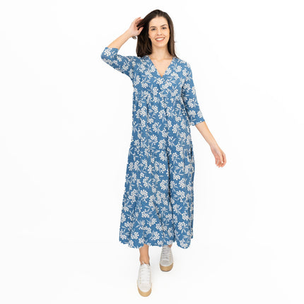 Seasalt Sky Branch Blue Elderflower Shadow Midi Dress-Quality Brands Outlet-