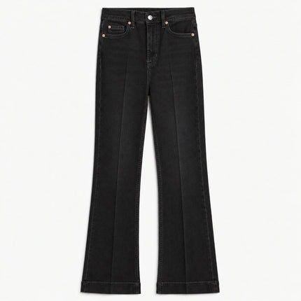 Womens Boot Cut Jeans High Waisted Slim Flare Shape - Black