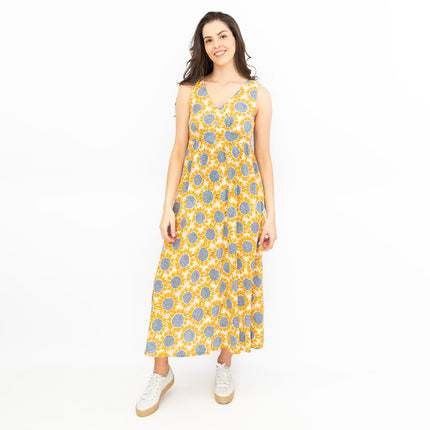 Seasalt Womens Polmanter Yellow Sunflower Jersey Dress-Quality Brands Outlet-
