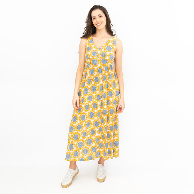 Seasalt Womens Polmanter Yellow Sunflower Jersey Dress-Quality Brands Outlet-