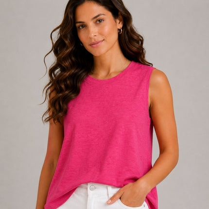White Stuff Rylee Linen Vest Top Bright Pink - Quality Brands Outlet