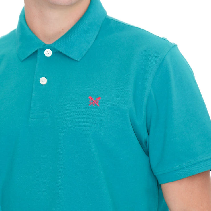 Crew Clothing Polo Shirt Classic Pique Cotton Turquoise Green - Quality Brands Outlet