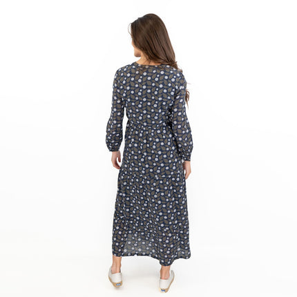 Seasalt Navy Leaves Charbon Midi Dress-Quality Brands Outlet-