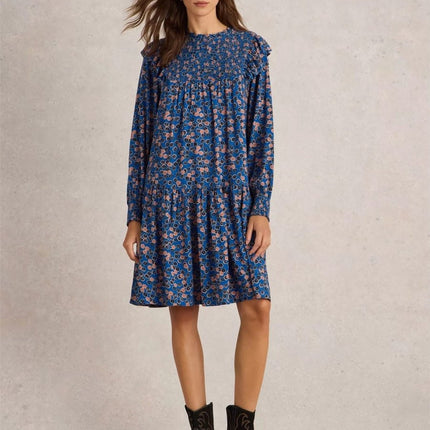 White Stuff Blue Sylview Tiered Swing Dress-Quality Brands Outlet-