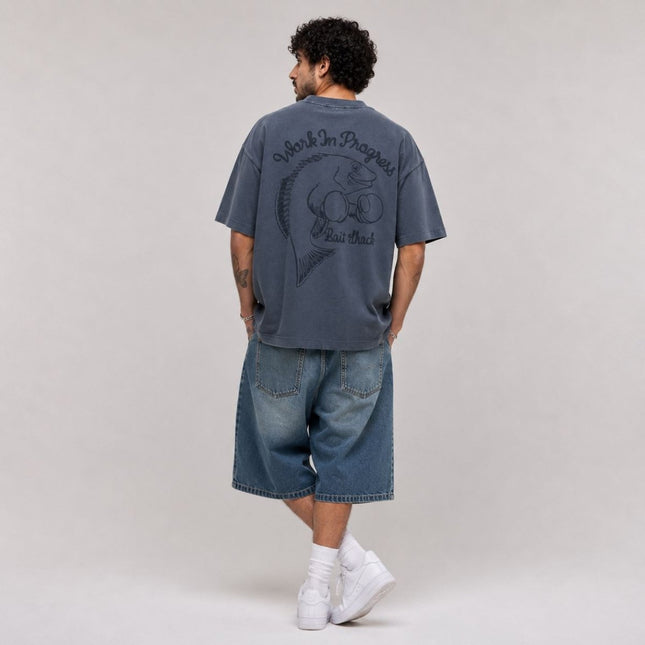Mens T-Shirts Premium Brand Navy Short Sleeve Cotton Graphic Boxy Fit - Quality Brands Outlet