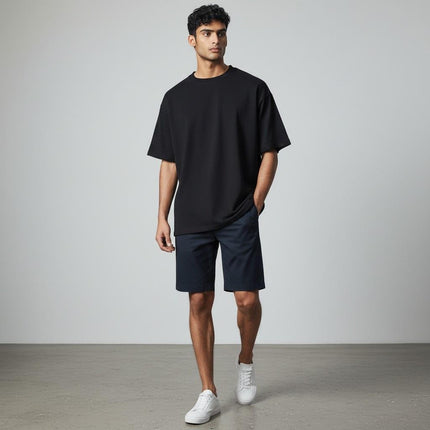 M&S Autograph Navy Lightweight Chino Shorts Regular Fit Summer - Quality Brands Outlet