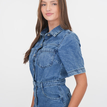 M&S Denim Utility Blue Midi Dress-Quality Brands Outlet-