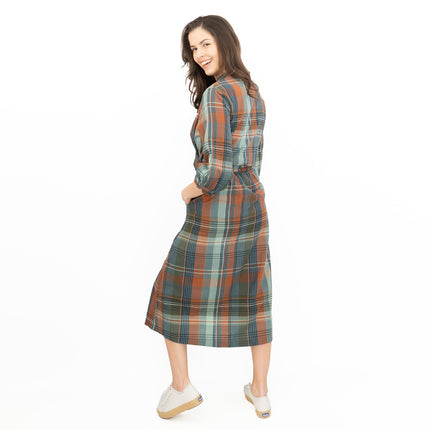 Seasalt Fair Green Check Midi Dress-Quality Brands Outlet-