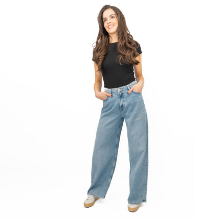 M&S Slouchy Wide Leg Jeans Light Blue Denim - Quality Brands Outlet