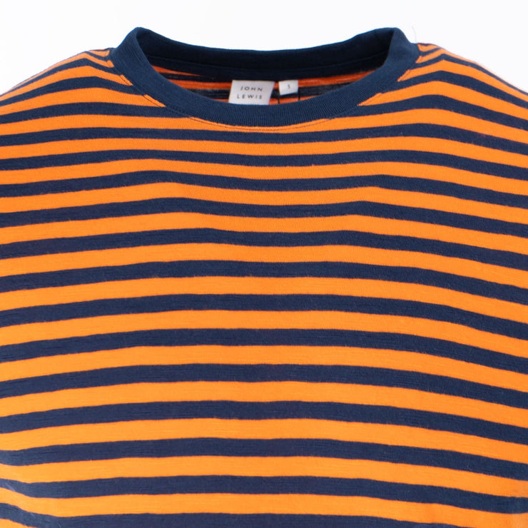 John Lewis Supima Cotton Orange Striped T-Shirt Casual Short Sleeve Jersey Tops