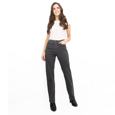 M&S Womens Jeans High Waisted Sparkle Stretch Straight Leg Charcoal Grey - Quality Brands Outlet